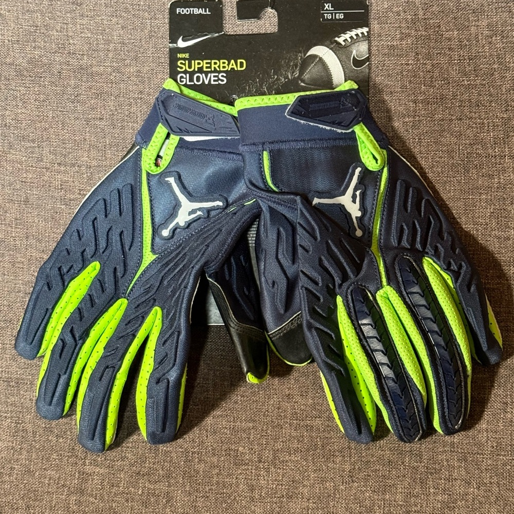Jordan Superbad NFL Seattle Seahawks #33 Jamal Adams Mamba Mentality Gloves - XL